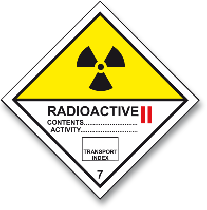 ADR 7.2 - Radioaktivní látky 2. stupně - samolepka 100 x 100 mm