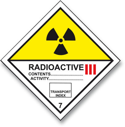 ADR 7.3 - Radioaktivní látky 3. stupně - samolepka 100 x 100 mm
