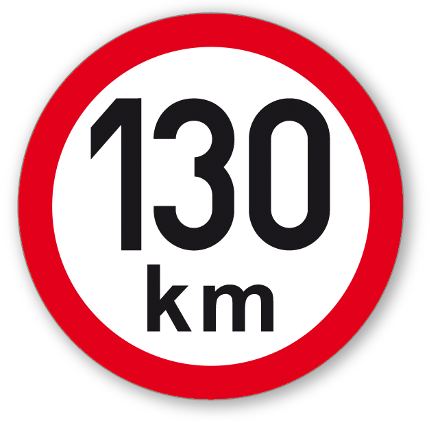Maximální rychlost 130 km - kruhová samolepka Ø 150 mm