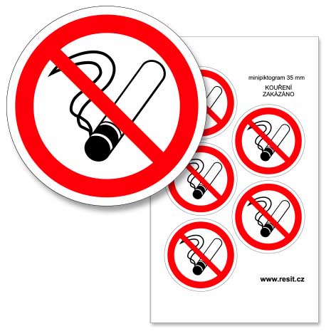 Zákaz kouření - samolepící minipiktogram - Ø 35 mm