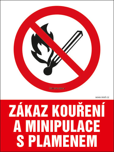 Zákaz kouření a manipulace s otevřeným plamenem - samolepka 100 x 140 mm
