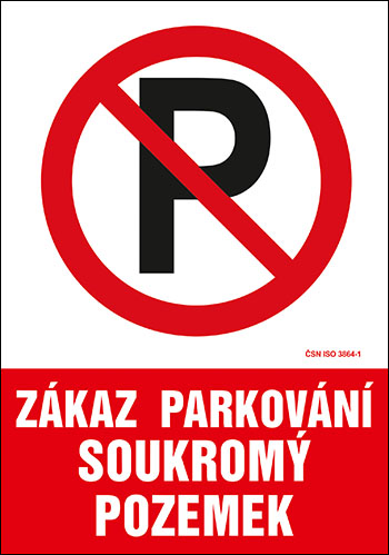 Zákaz parkování - soukromý pozemek - samolepka 100 x 140 mm