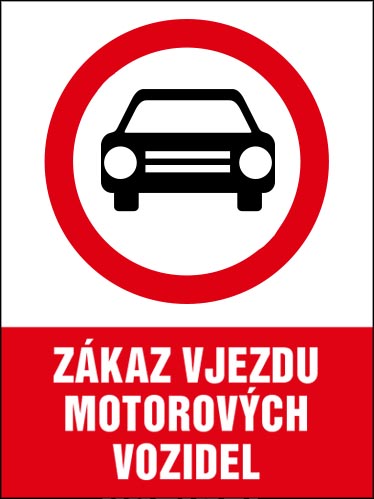 Zákaz vjezdu motorových vozidel - samolepka 100 x 140 mm