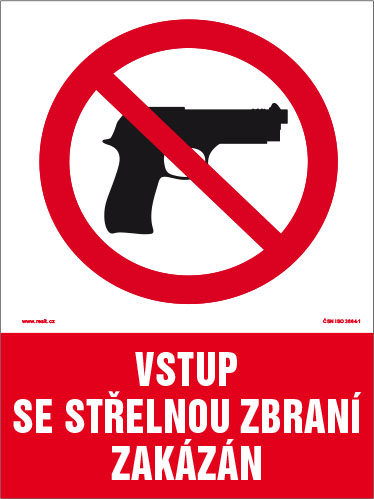 Zákaz střelných zbraní - samolepka 100 x 140 mm