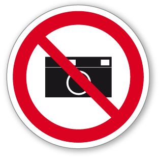 Zákaz fotografování - samolepící piktogram - Ø 70 mm