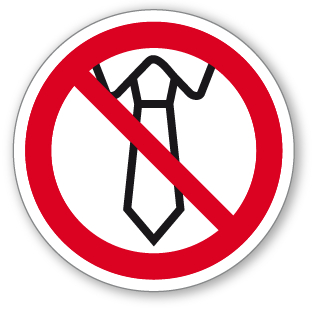 Zákaz obsluhy v kravatě - samolepící piktogram - Ø 70 mm