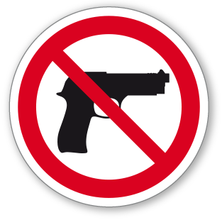 Zákaz střelných zbraní - samolepící piktogram - Ø 70 mm