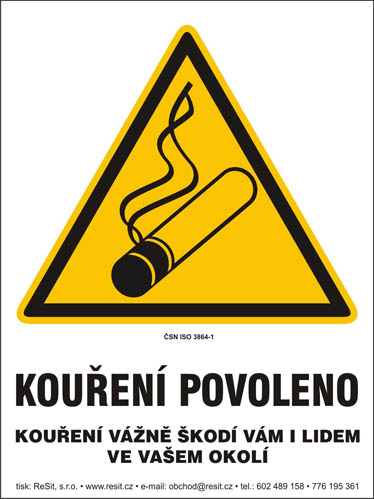 Kouření povoleno - nekuřácký zákon - samolepka 120 x 160 mm