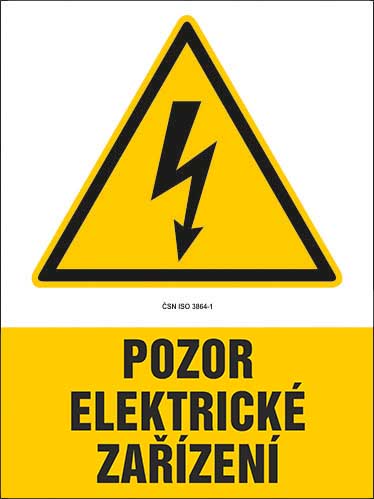Pozor elektrické zařízení - tabulka 140 x 200 mm
