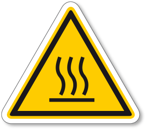 Pozor, nebezpečí popálení - samolepící piktogram - 70 x 78 mm