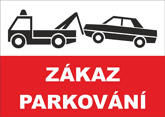 Zákaz parkování - možnost odtahu vozidla - samolepka 140 x 200 mm