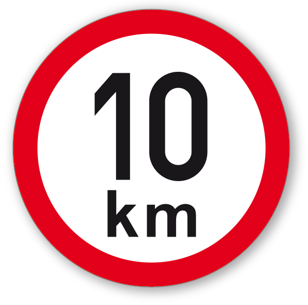 Maximální rychlost 10 km - kruhová samolepka Ø 150 mm