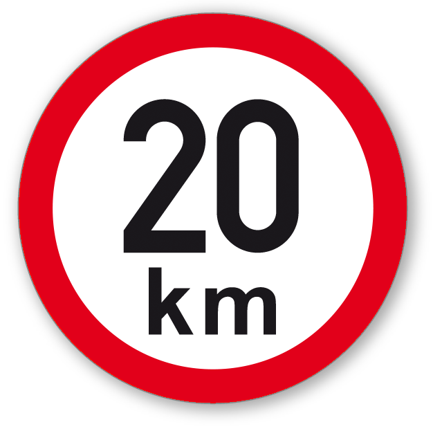 Maximální rychlost 20 km - kruhová samolepka Ø 200 mm