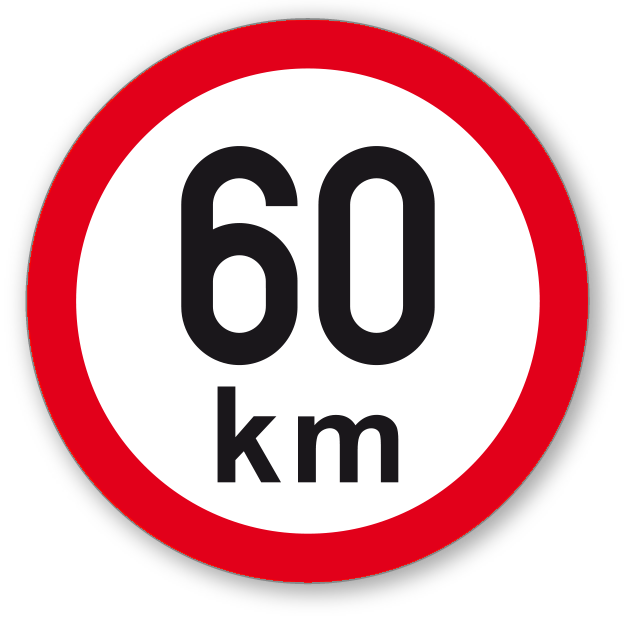 Maximální rychlost 60 km - kruhová samolepka Ø 150 mm