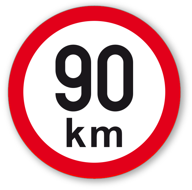 Maximální rychlost 90 km - kruhová samolepka Ø 200 mm