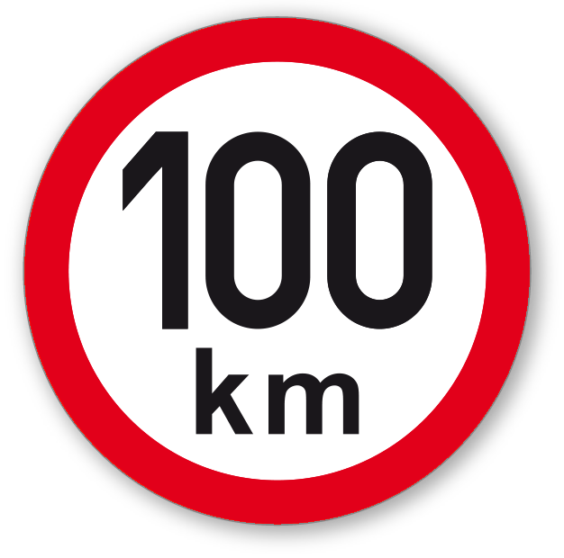 Maximální rychlost 100 km - kruhová samolepka Ø 200 mm