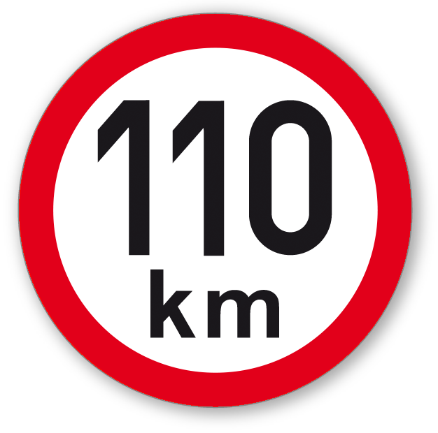 Maximální rychlost 110 km - kruhová samolepka Ø 150 mm