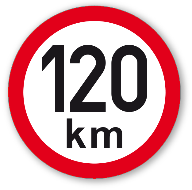 Maximální rychlost 120 km - kruhová samolepka Ø 200 mm