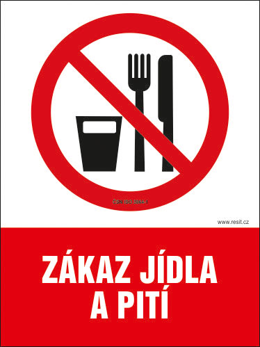 Zákaz jídla a pití - samolepka 100 x 140 mm