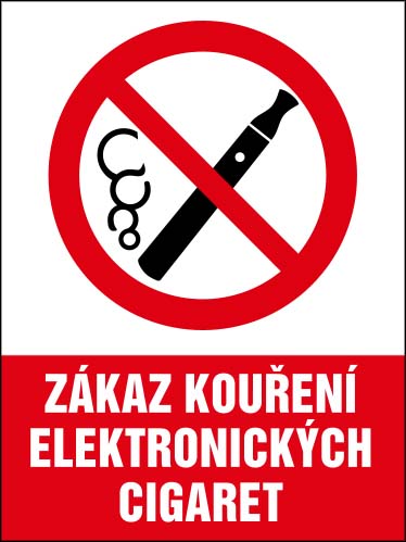 Zákaz e-cigaret - samolepka 100 x 140 mm