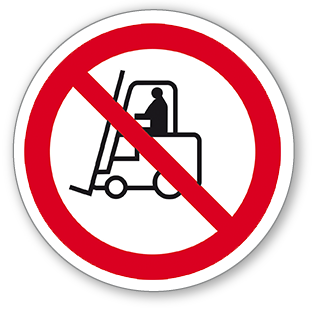 Zákaz provozu motorových vozíků - samolepící piktogram - Ø 70 mm