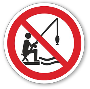 Zákaz rybolovu - samolepící piktogram - Ø 100 mm
