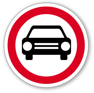 Zákaz vjezdu motorových vozidel - samolepící piktogram - Ø 100 mm