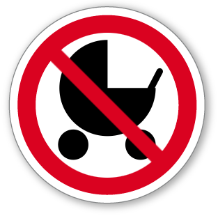 Zákaz vjezdu s kočárkem - samolepící piktogram - Ø 70 mm