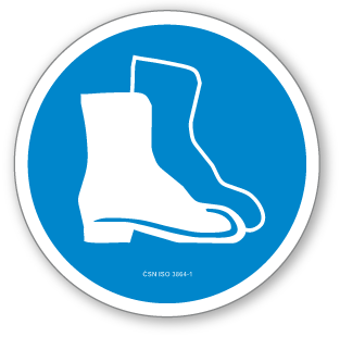 Používej bezpečnostní obuv - samolepící piktogram - Ø 70 mm