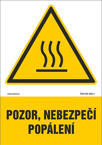 Pozor, nebezpečí popálení - tabulka 140 x 200 mm