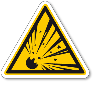 Nebezpečí výbuchu - samolepící piktogram - 100 x 110 mm