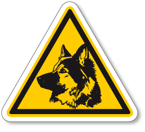 Pozor pes - samolepící piktogram - 70 x 78 mm
