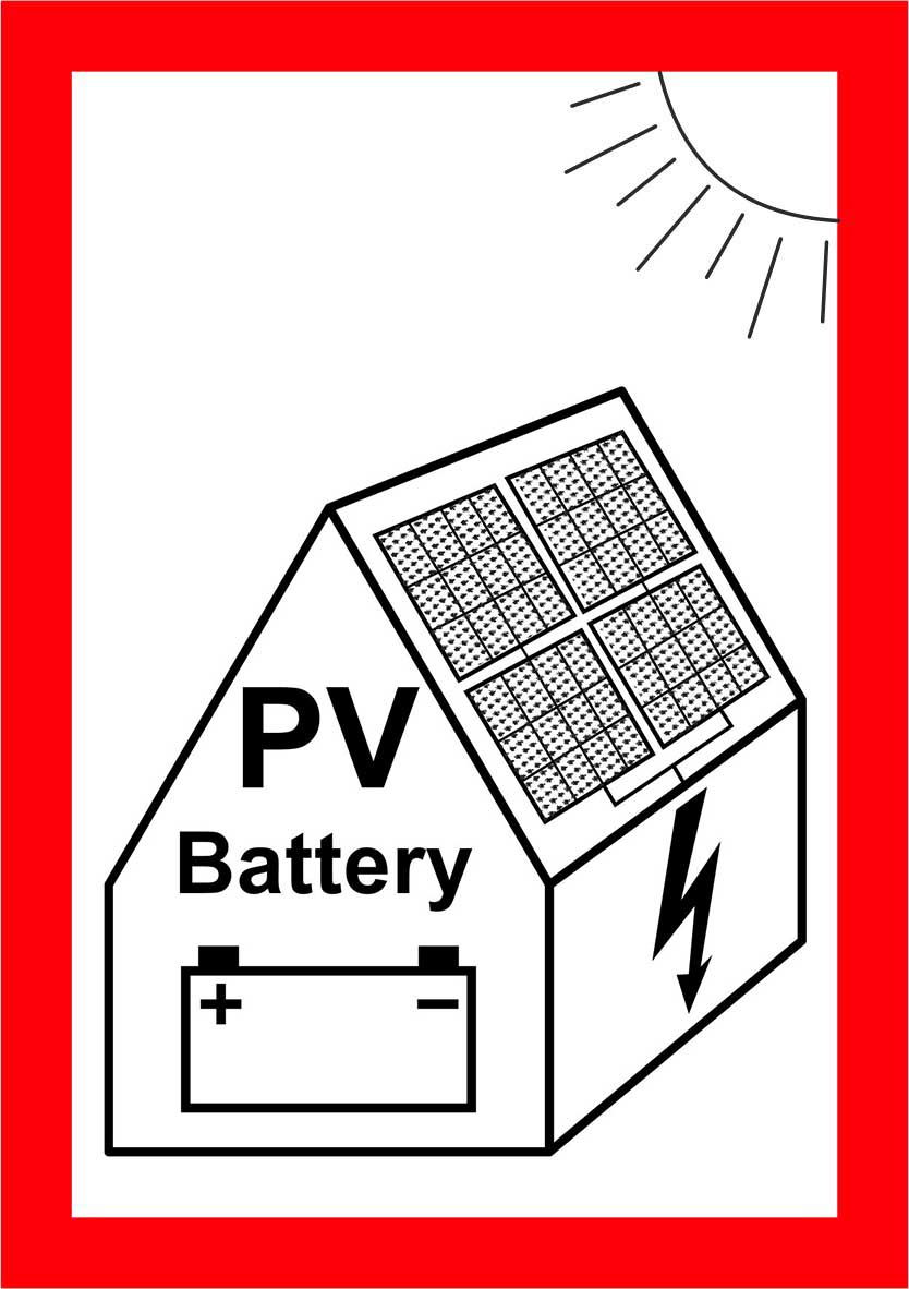 Fotovoltaika s baterií - samolepka 100 x 150 mm (A6)