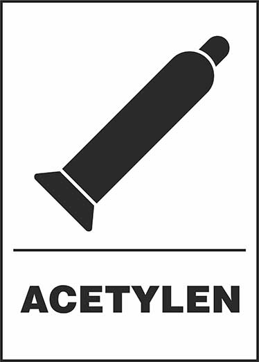 Tlaková láhev ACETYLEN - samolepka 100 x 140 mm